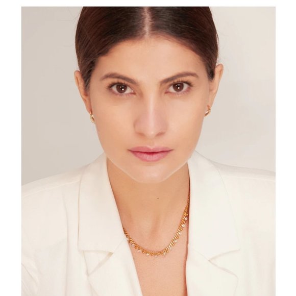 NEW 18K Gold Plated Diamond Drop Bead Link Chain Necklace - Picture 3 of 7